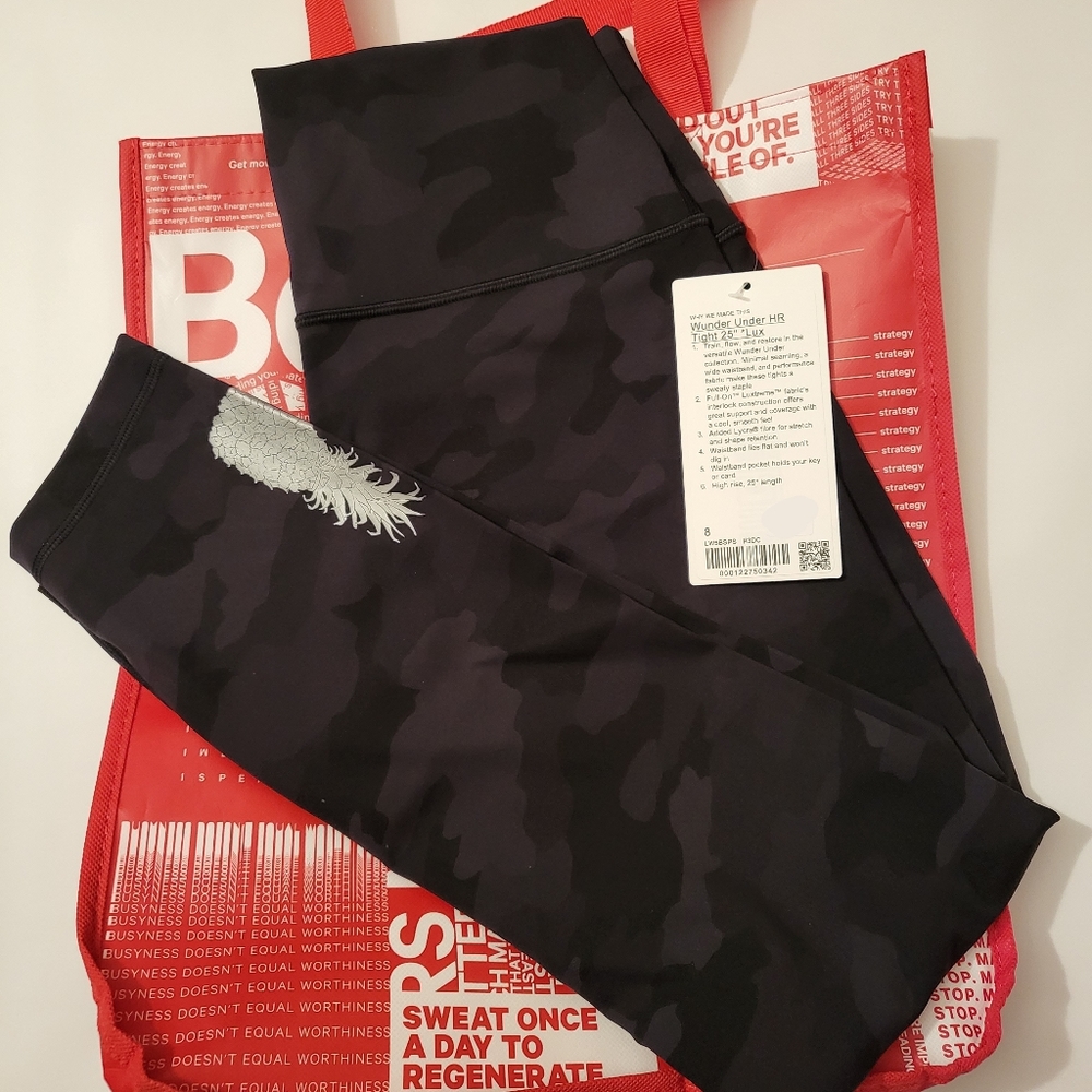 Lululemon Hawaii Pineapple Wunder Under High Rise Tight 25" Lux size 8 Camo